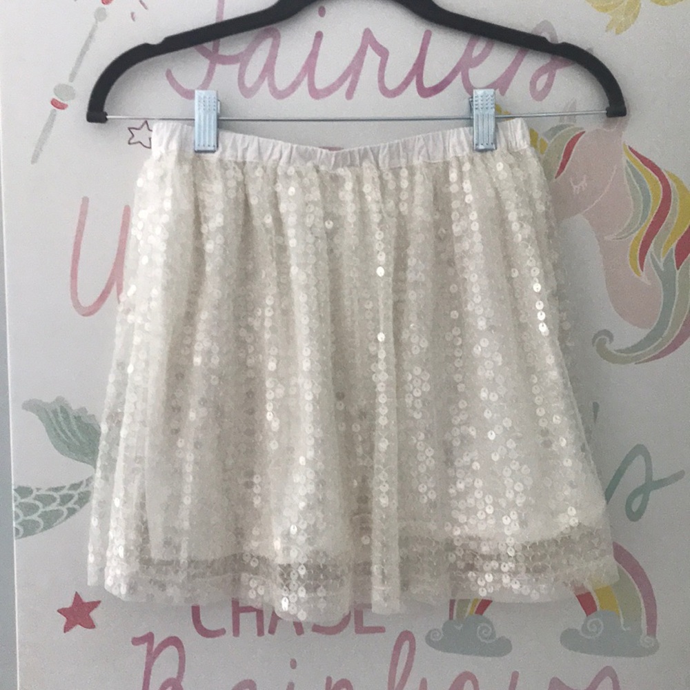 Like new white sequin tulle skirt by Crewcuts